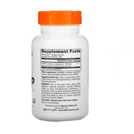 Doctor's Best 5-HTP 100 mg 180粒 素食膠囊（5-羥基-L-色氨酸）