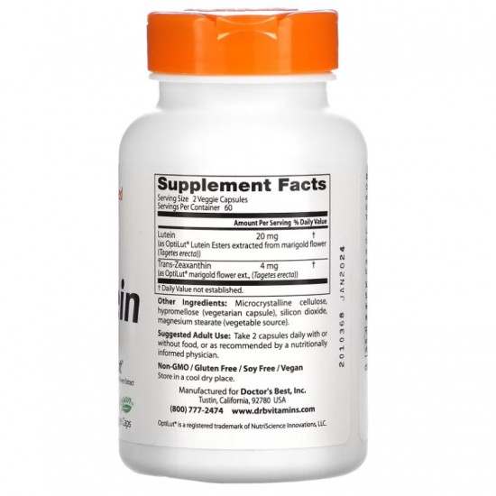 Doctor's Best Lutein OptiLut 葉黃素 10mg 120 純素膠囊 