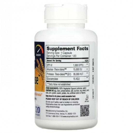  Enzymedica  GlutenEase  麩質消化酶  澱粉酶 穀蛋白酶 gluten ease 120顆 素食