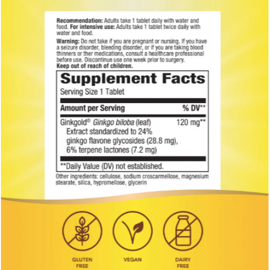 Nature's Way, Ginkgold® Max  120mg 專利銀杏萃取物 60 顆  