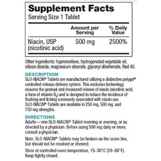Slo-Niacin 500MG*175顆 菸鹼酸(維他命B3) 長效緩釋劑