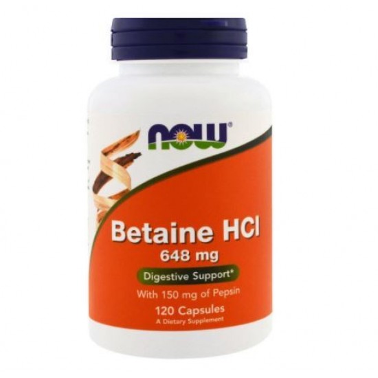 Now Betaine HCl 甜菜鹼鹽酸鹽 648 mg*120C 耐酸蛋白酶 消化 素食可